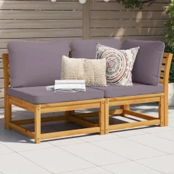2-delige Loungeset met kussens massief acaciahout>vidaXL Best