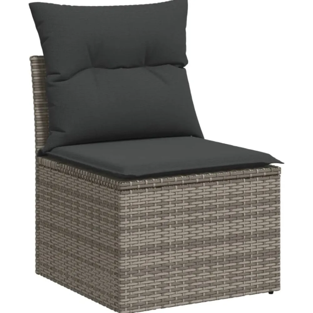 Tuinmeubelen*vidaXL 3-delige Loungeset met kussens poly rattan Grijs