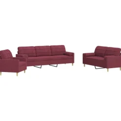 3-delige Loungeset met sierkussens stof>vidaXL Outlet