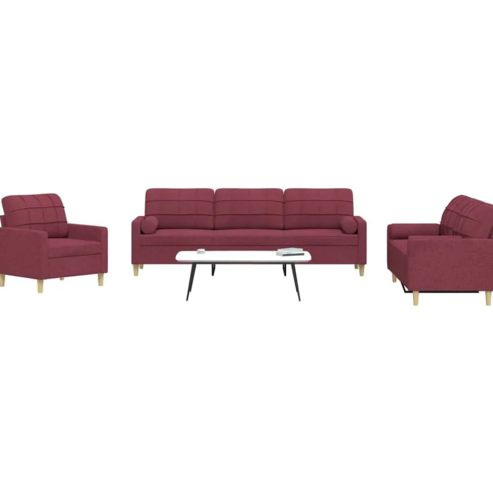 3-delige Loungeset met sierkussens stof>vidaXL Outlet