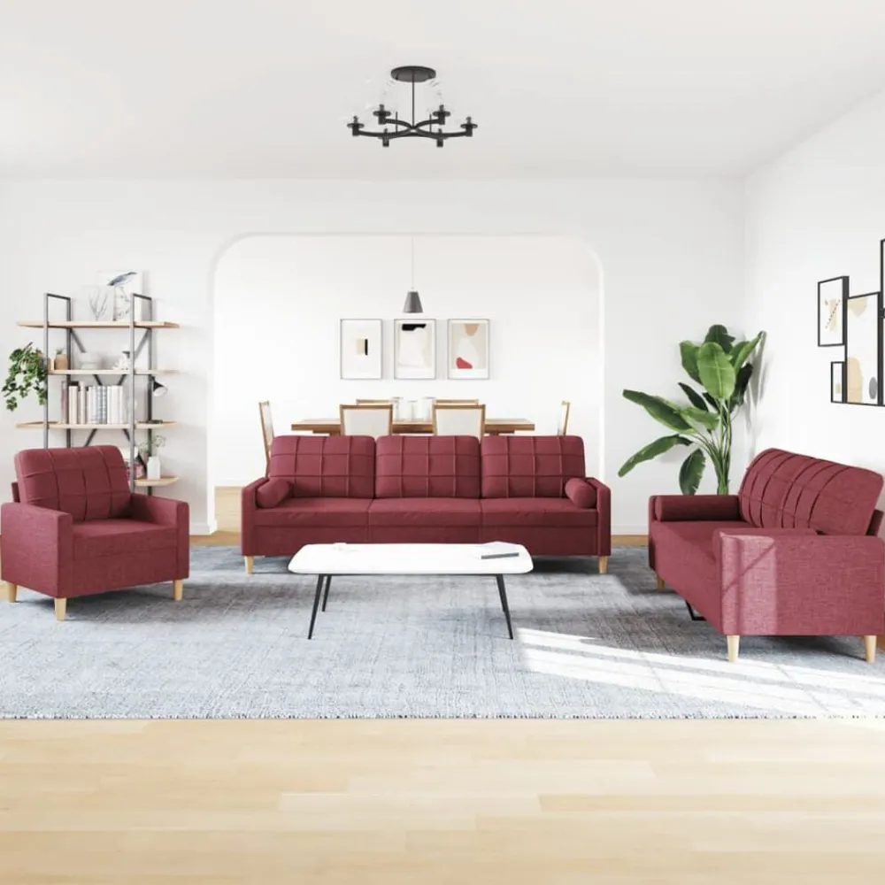 3-delige Loungeset met sierkussens stof>vidaXL Outlet
