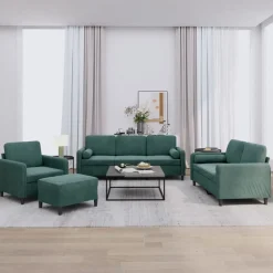 Banken*vidaXL 4-delige Loungeset met kussens fluweel Donkergroen