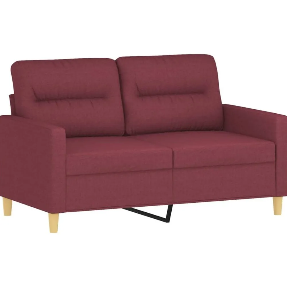 Banken*vidaXL 2-delige Loungeset met kussens stof Wijnrood