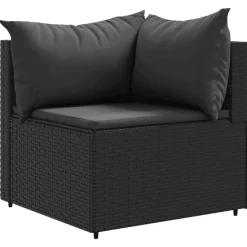 Tuinmeubelen*vidaXL 7-delige Loungeset met kussens poly rattan Zwart