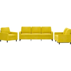 Banken*vidaXL 3-delige Loungeset met kussens fluweel Geel