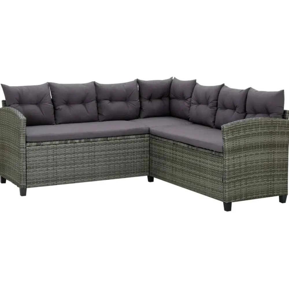 Tuinmeubelen*vidaXL 6-delige Loungeset met kussens poly rattan Grijs