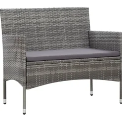 Tuinmeubelen*vidaXL 4-delige Loungeset met kussens poly rattan Grijs