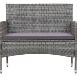 Tuinmeubelen*vidaXL 4-delige Loungeset met kussens poly rattan Grijs