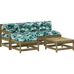 5-delige Loungeset met kussens geïmpregneerd grenenhout>vidaXL Outlet