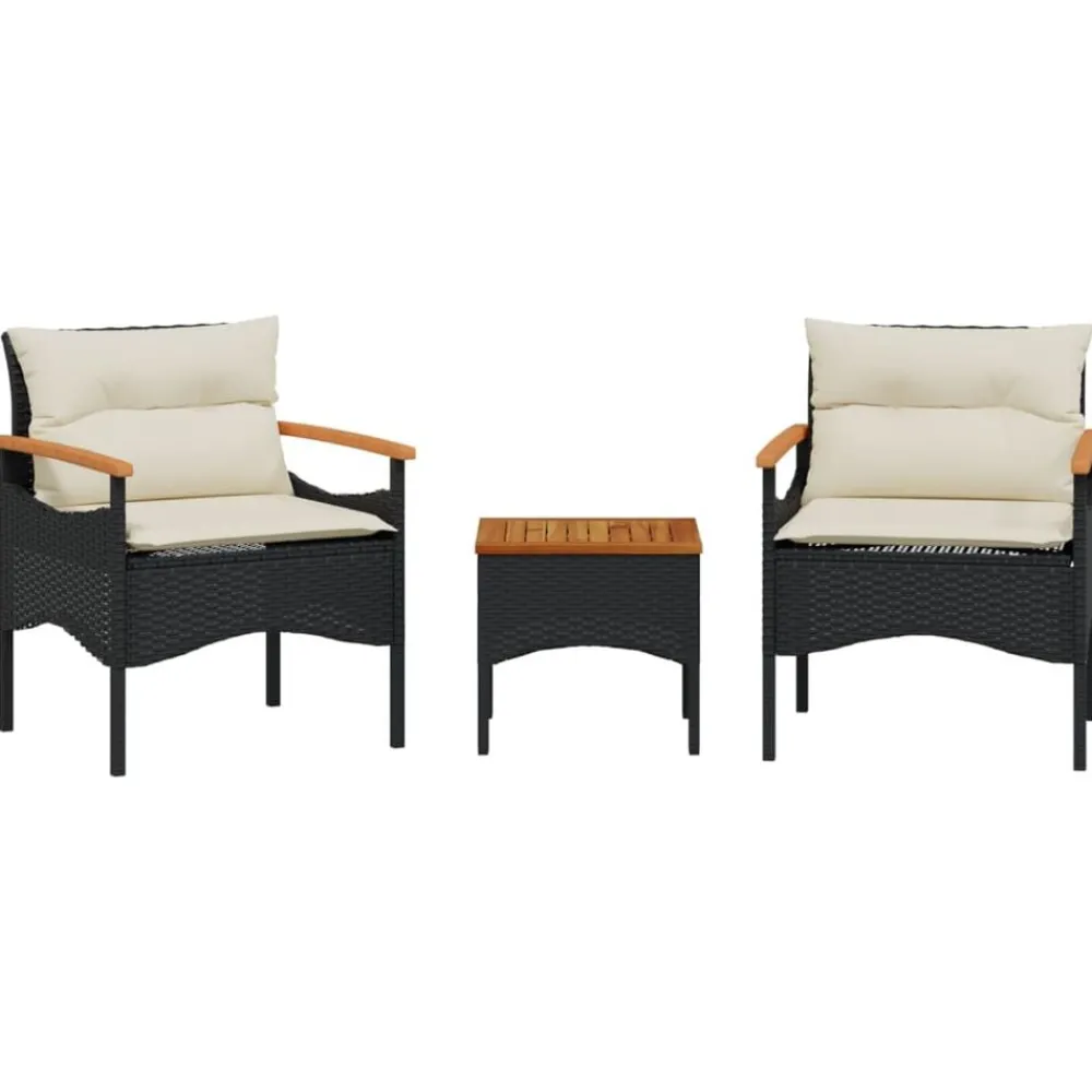 3-delige Loungeset met kussens poly rattan>vidaXL New
