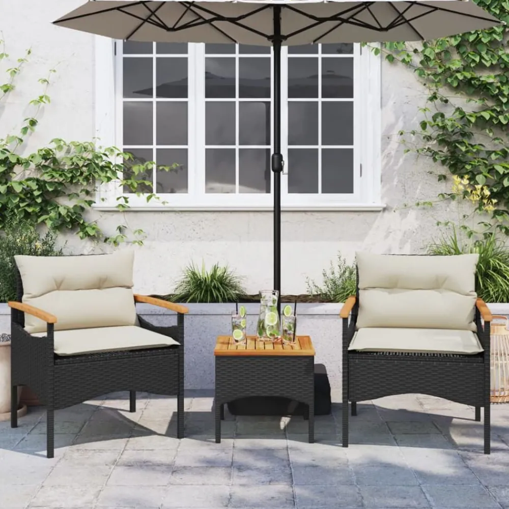 3-delige Loungeset met kussens poly rattan>vidaXL New