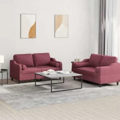 2-delige Loungeset met kussens stof>vidaXL New