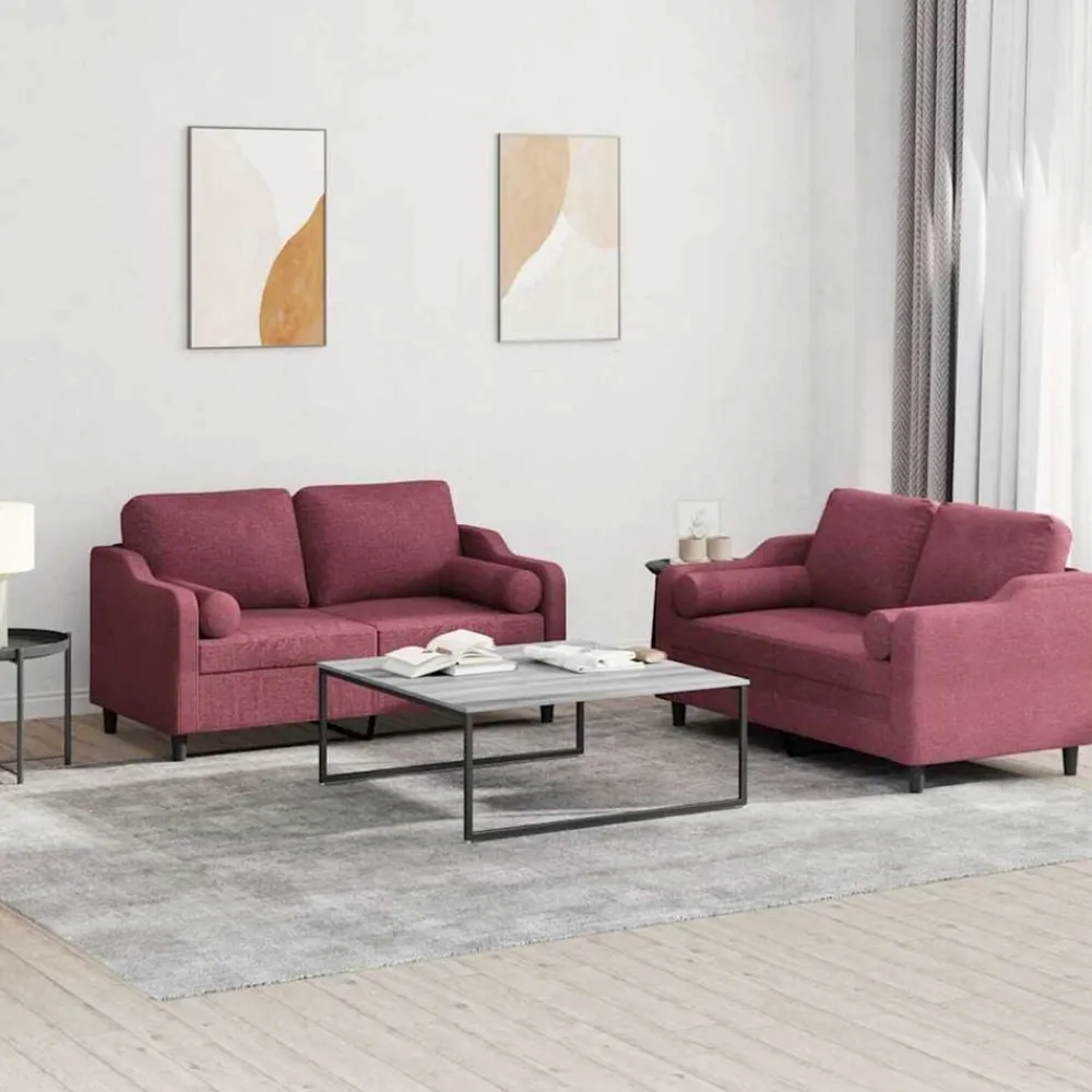 2-delige Loungeset met kussens stof>vidaXL New