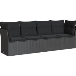 4-delige Loungeset met kussens poly rattan>vidaXL Online