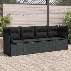 4-delige Loungeset met kussens poly rattan>vidaXL Online