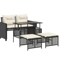 4-delige Loungeset met kussens poly rattan en glas>vidaXL Clearance
