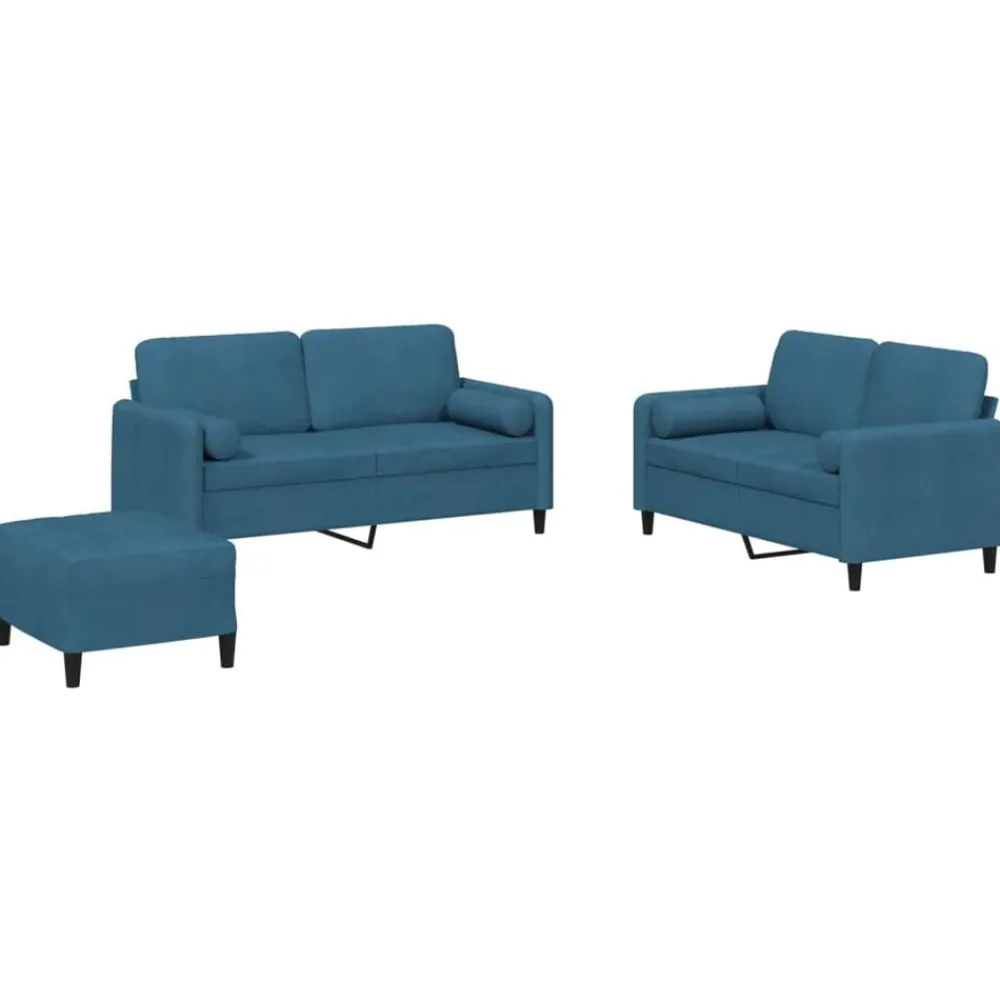 Banken*vidaXL 3-delige Loungeset met kussens fluweel Blauw