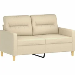 Banken*vidaXL 2-delige Loungeset met kussens stof crèmekleurig Crème