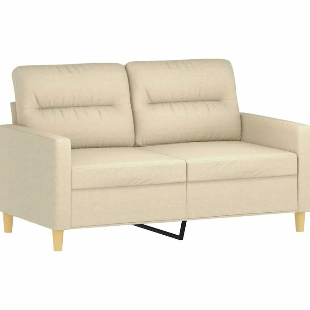 Banken*vidaXL 2-delige Loungeset met kussens stof crèmekleurig Crème