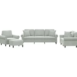 4-delige Loungeset met kussens fluweel>vidaXL