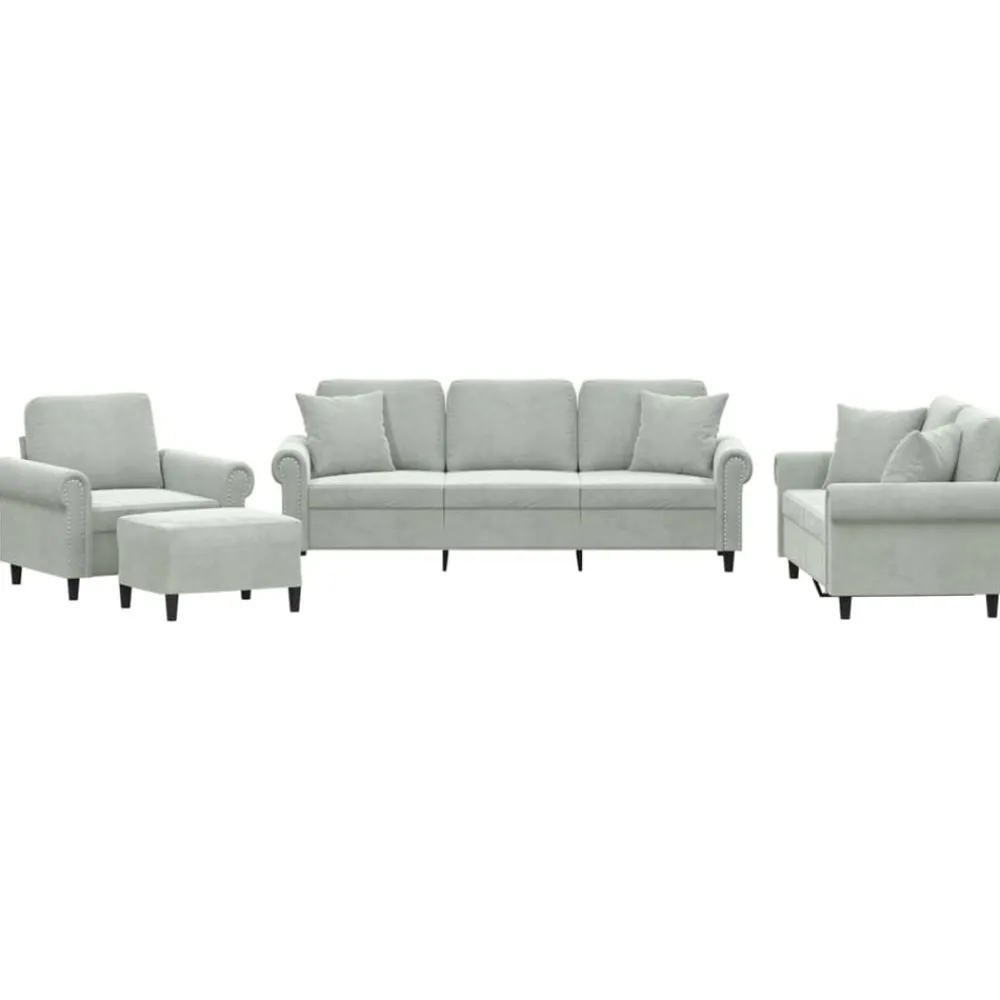 4-delige Loungeset met kussens fluweel>vidaXL