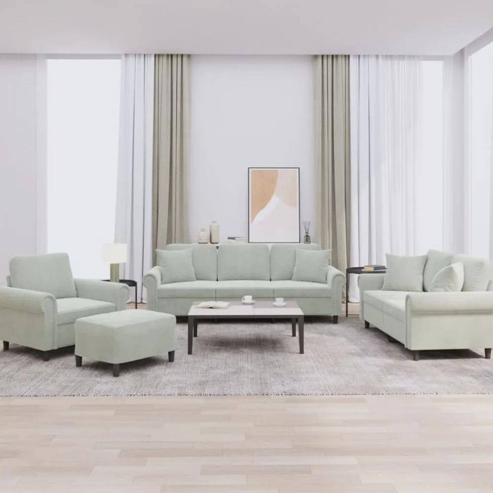 4-delige Loungeset met kussens fluweel>vidaXL