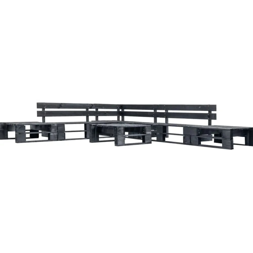 Tuinmeubelen*vidaXL 6-delige Loungeset pallet hout Zwart