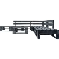 Tuinmeubelen*vidaXL 6-delige Loungeset pallet hout Zwart