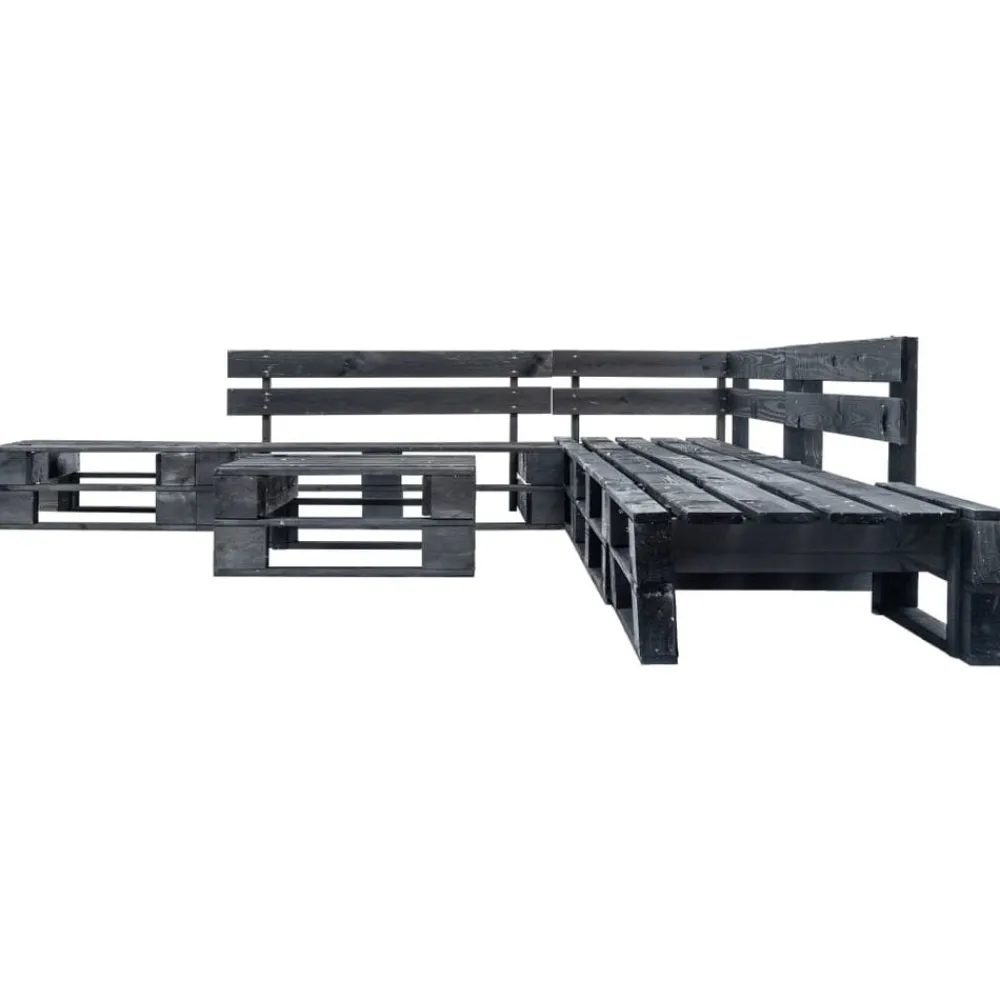 Tuinmeubelen*vidaXL 6-delige Loungeset pallet hout Zwart