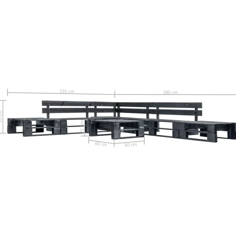 Tuinmeubelen*vidaXL 6-delige Loungeset pallet hout Zwart