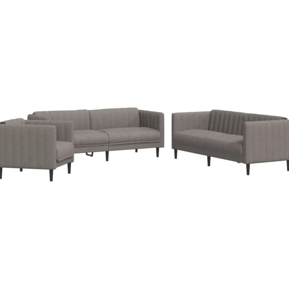 Banken*vidaXL 3-delige Loungeset stof Taupe