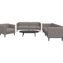 Banken*vidaXL 3-delige Loungeset stof Taupe