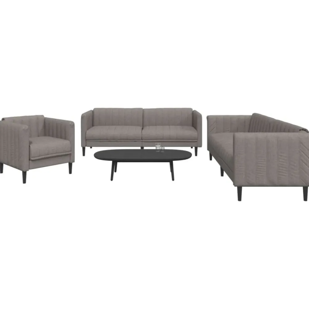 Banken*vidaXL 3-delige Loungeset stof Taupe