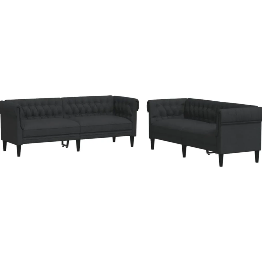 Banken*vidaXL 2-delige Loungeset stof Zwart