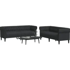 Banken*vidaXL 2-delige Loungeset stof Zwart