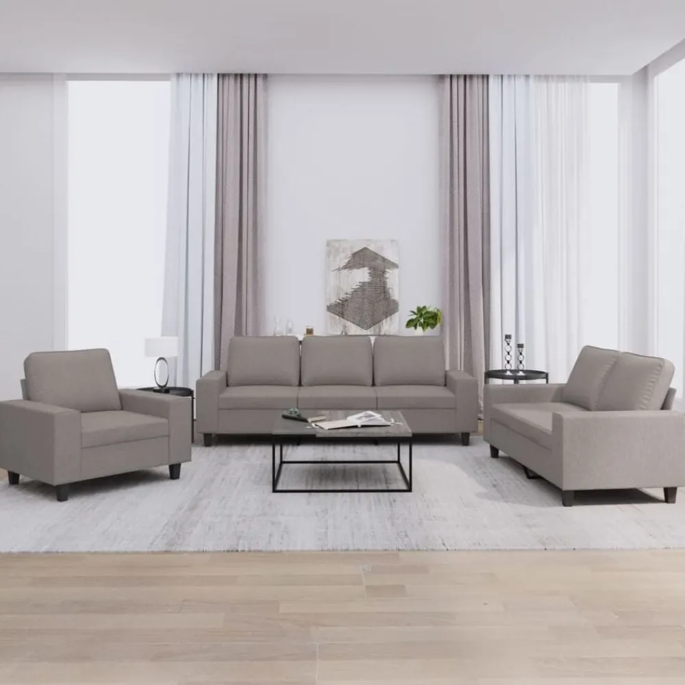 Banken*vidaXL 3-delige Loungeset stof Taupe