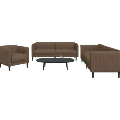 Banken*vidaXL 3-delige Loungeset stof Bruin