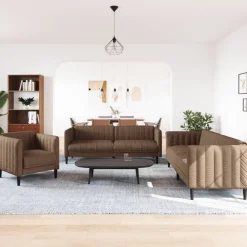 Banken*vidaXL 3-delige Loungeset stof Bruin