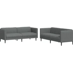 Banken*vidaXL 2-delige Loungeset stof Donkergrijs