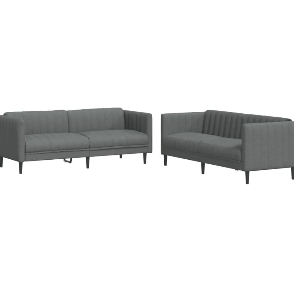 Banken*vidaXL 2-delige Loungeset stof Donkergrijs