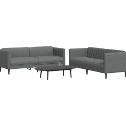 Banken*vidaXL 2-delige Loungeset stof Donkergrijs
