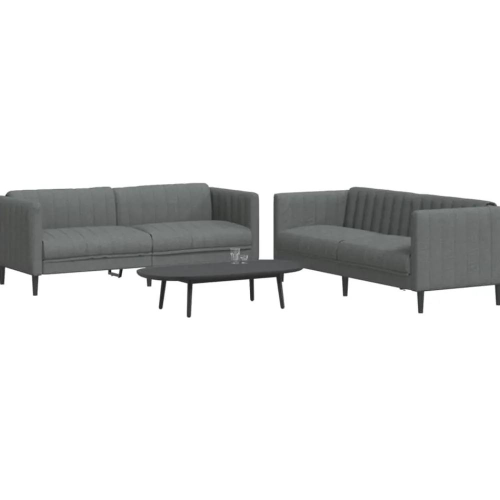 Banken*vidaXL 2-delige Loungeset stof Donkergrijs