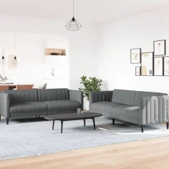 Banken*vidaXL 2-delige Loungeset stof Donkergrijs