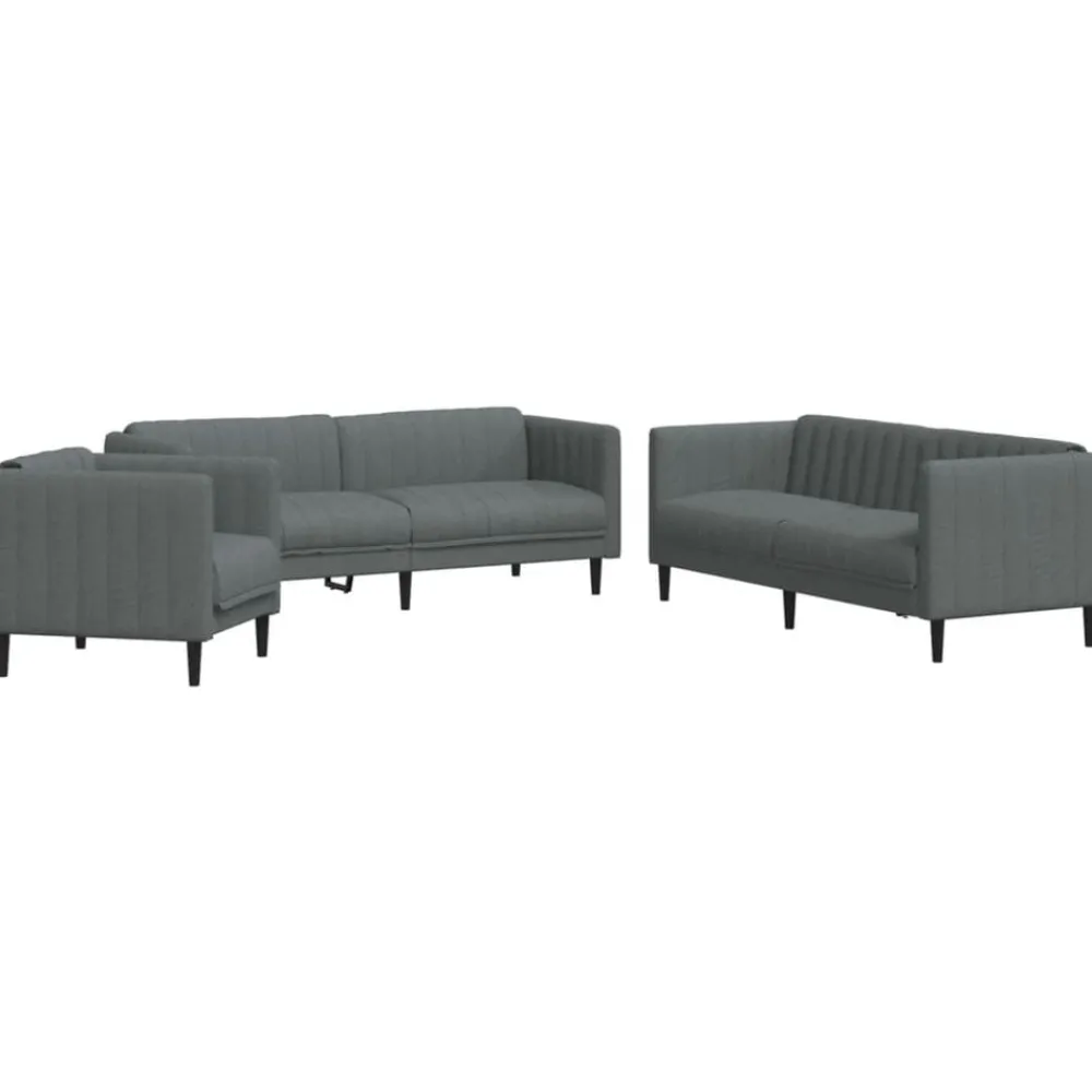 Banken*vidaXL 3-delige Loungeset stof Donkergrijs