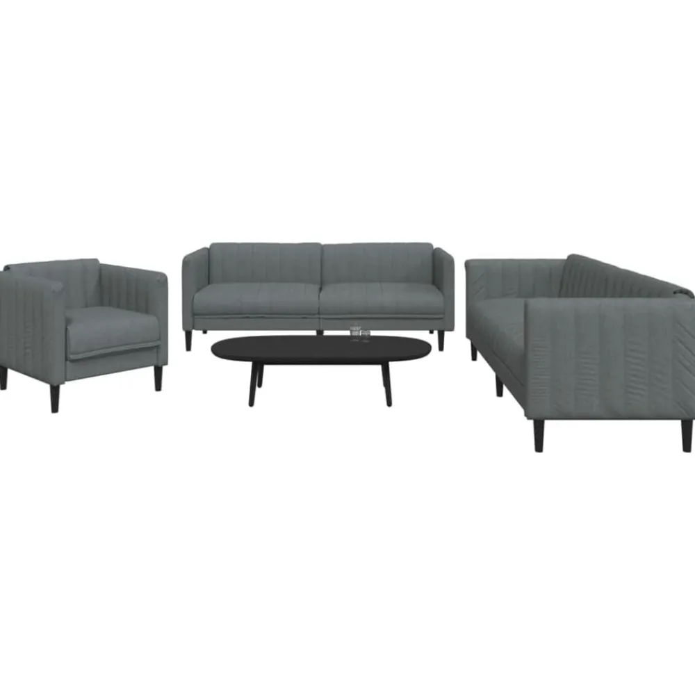 Banken*vidaXL 3-delige Loungeset stof Donkergrijs