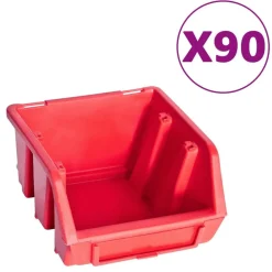 Bouwbeslag*vidaXL 96-delige Opslagbakkenset met wandpanelen en zwart Rood