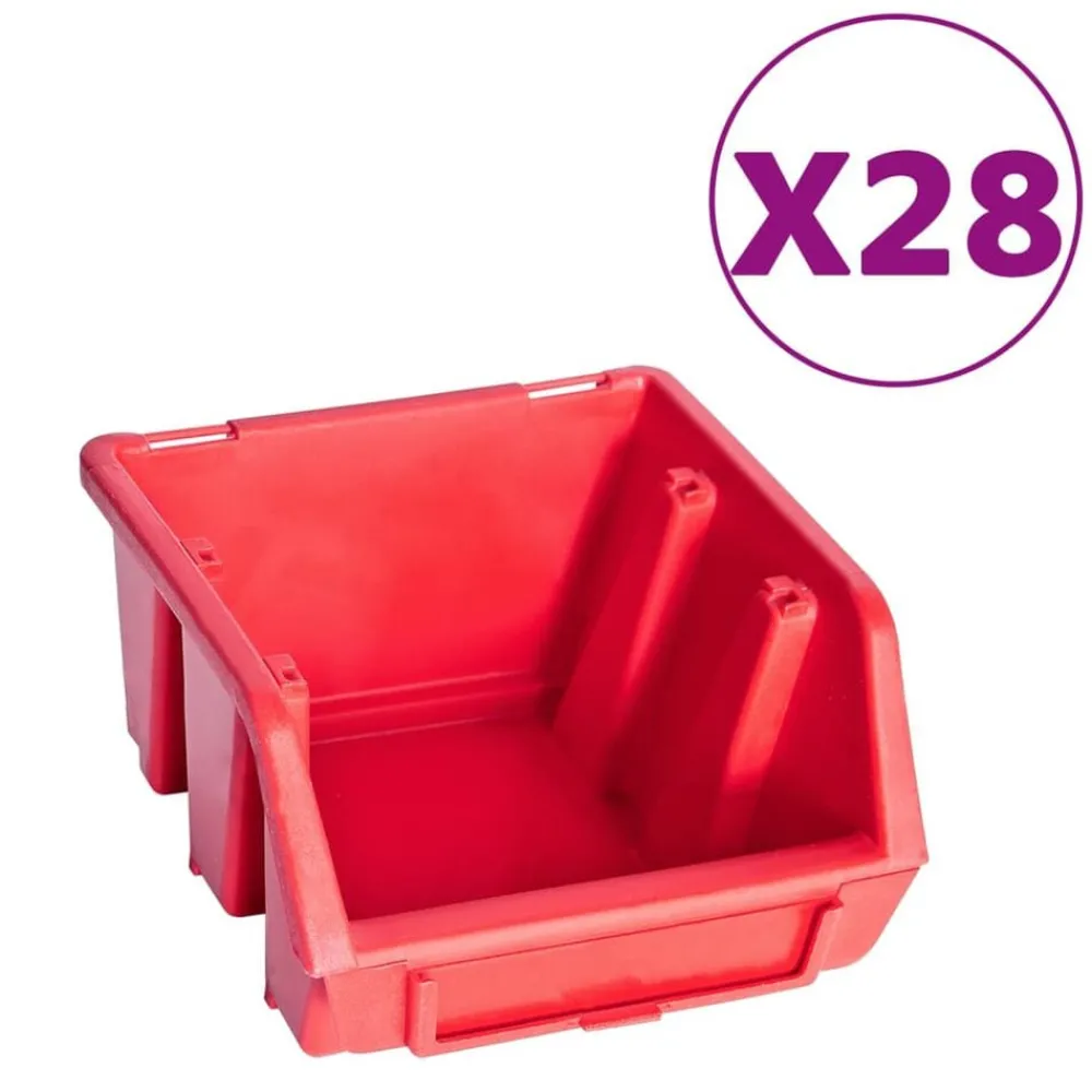 Bouwbeslag*vidaXL 141-delige Opslagbakkenset met wandpanelen rood en zwart