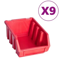 Bouwbeslag*vidaXL 103-delige Opslagbakkenset met wandpanelen rood en zwart