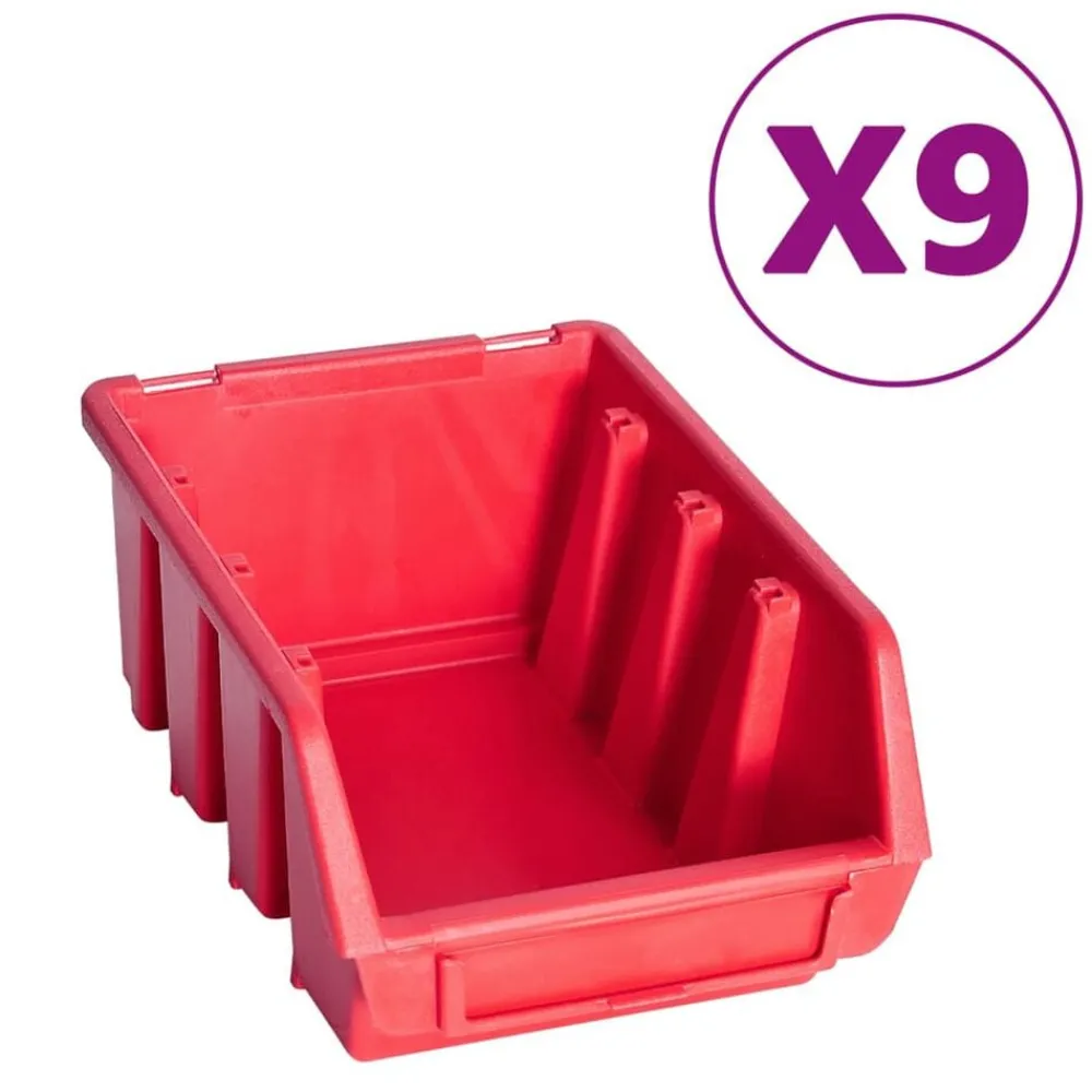 Bouwbeslag*vidaXL 103-delige Opslagbakkenset met wandpanelen rood en zwart