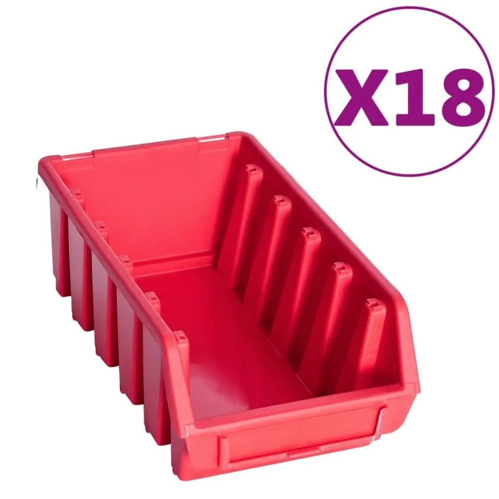 Bouwbeslag*vidaXL 103-delige Opslagbakkenset met wandpanelen rood en zwart